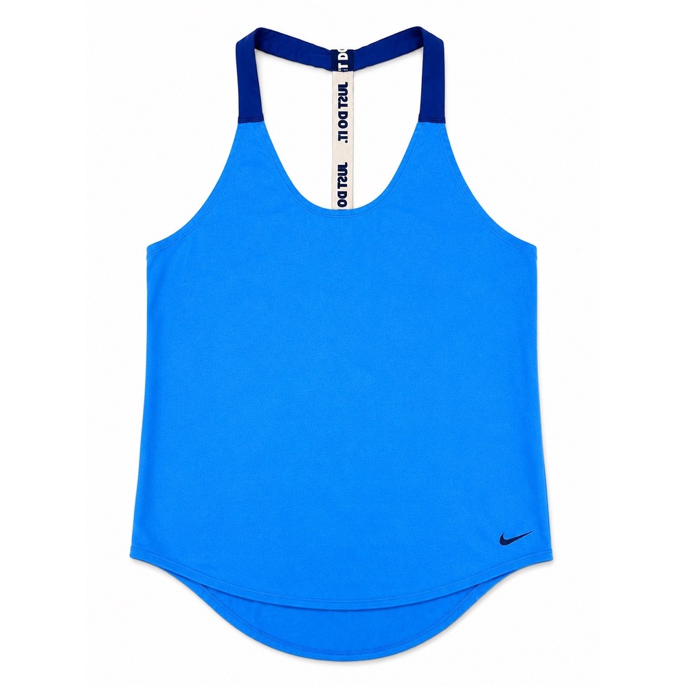 Nike Womens Dri-FIT Just Do It Racerback Tank Top Blue Loose Fit Size Medium